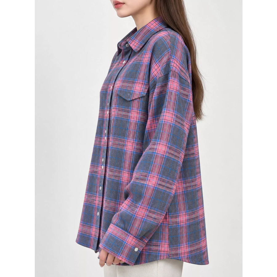 Casual Plaid Button-Down Shirt with Front-Tie Detail Apparel and Accessories