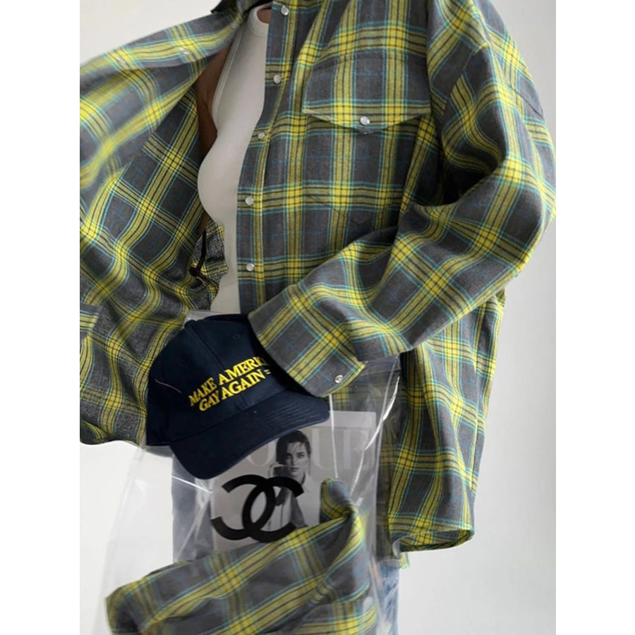 Casual Plaid Button-Down Shirt with Front-Tie Detail Apparel and Accessories