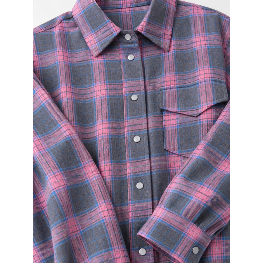 Casual Plaid Button-Down Shirt with Front-Tie Detail Apparel and Accessories