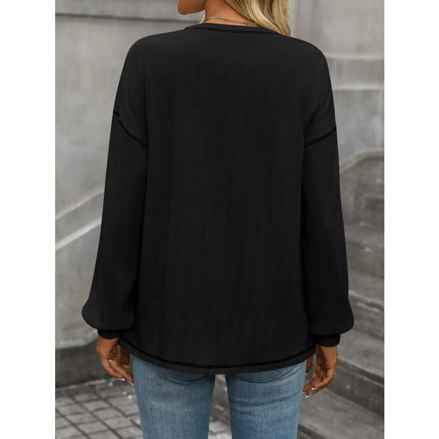 Casual Pocket Detail Long Sleeve T-Shirt Apparel and Accessories