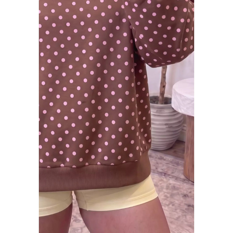 Casual Polka Dot Mock Neck Sweatshirt Apparel and Accessories
