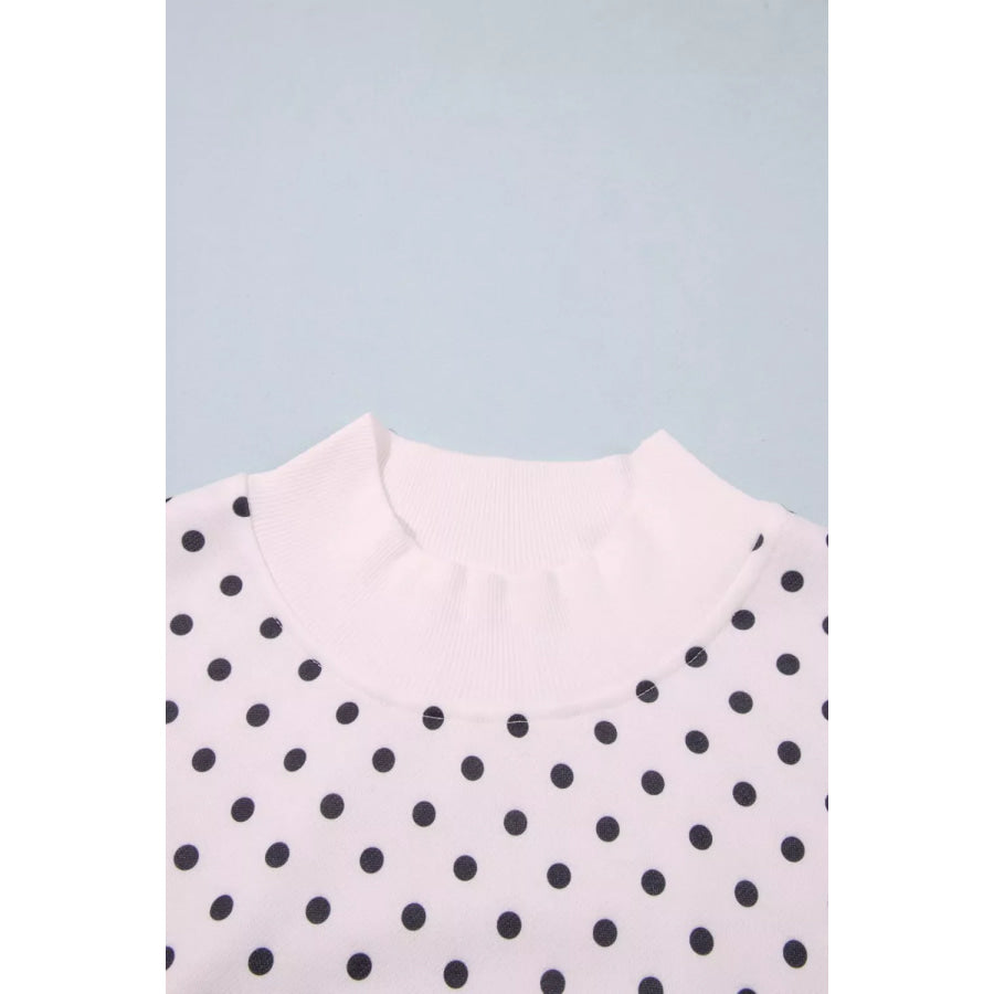 Casual Polka Dot Mock Neck Sweatshirt Apparel and Accessories