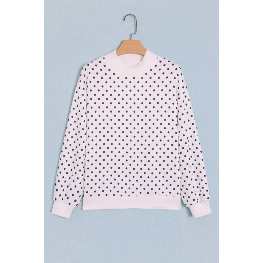 Casual Polka Dot Mock Neck Sweatshirt Apparel and Accessories