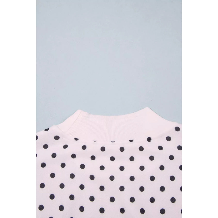 Casual Polka Dot Mock Neck Sweatshirt Apparel and Accessories