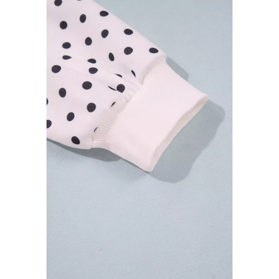 Casual Polka Dot Mock Neck Sweatshirt Apparel and Accessories