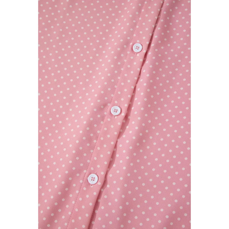 Casual Polka Dot Print Button Down Shirt Apparel and Accessories