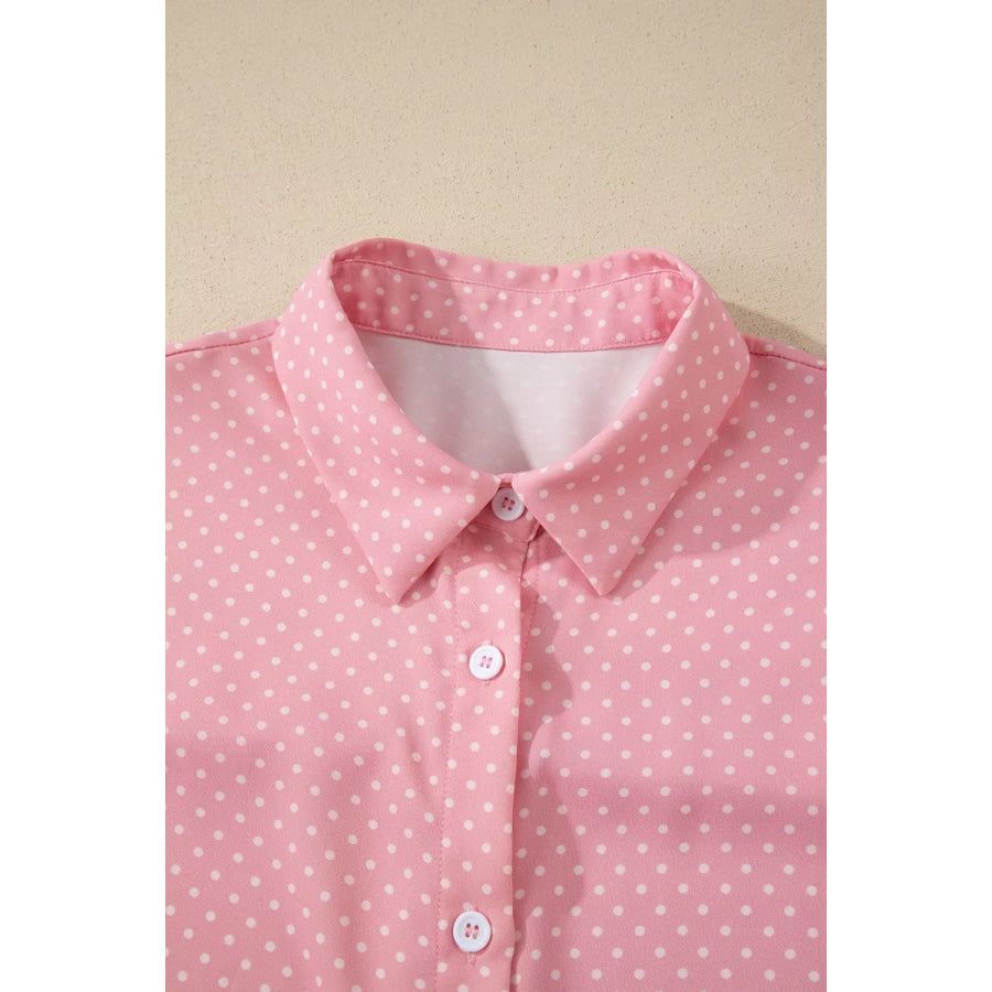 Casual Polka Dot Print Button Down Shirt Apparel and Accessories