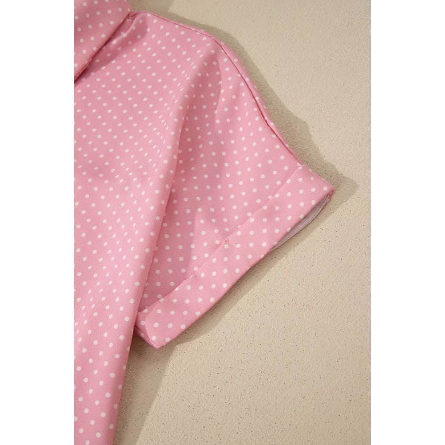 Casual Polka Dot Print Button Down Shirt Apparel and Accessories
