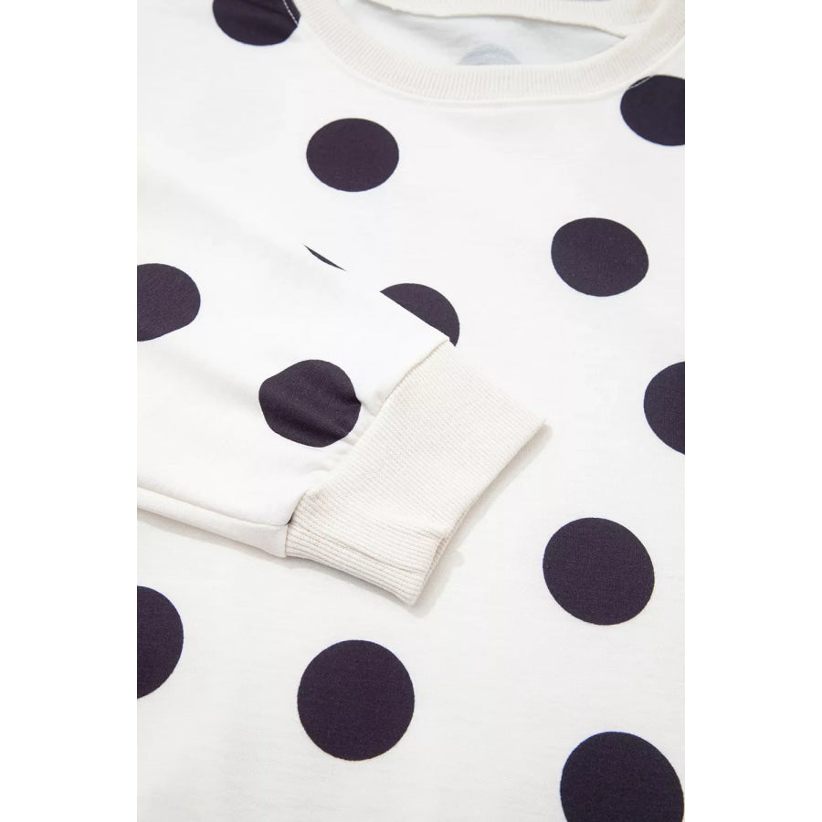 Casual Polka Dot Round Neck Sweatshirt Apparel and Accessories