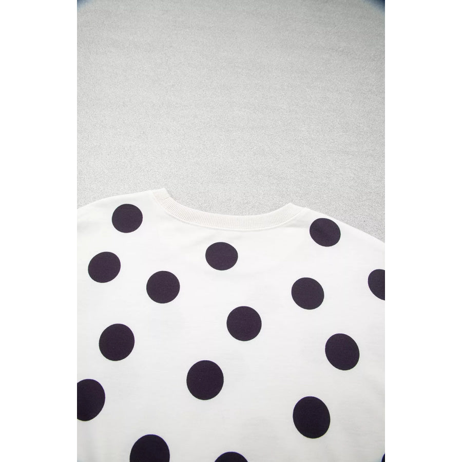 Casual Polka Dot Round Neck Sweatshirt Apparel and Accessories