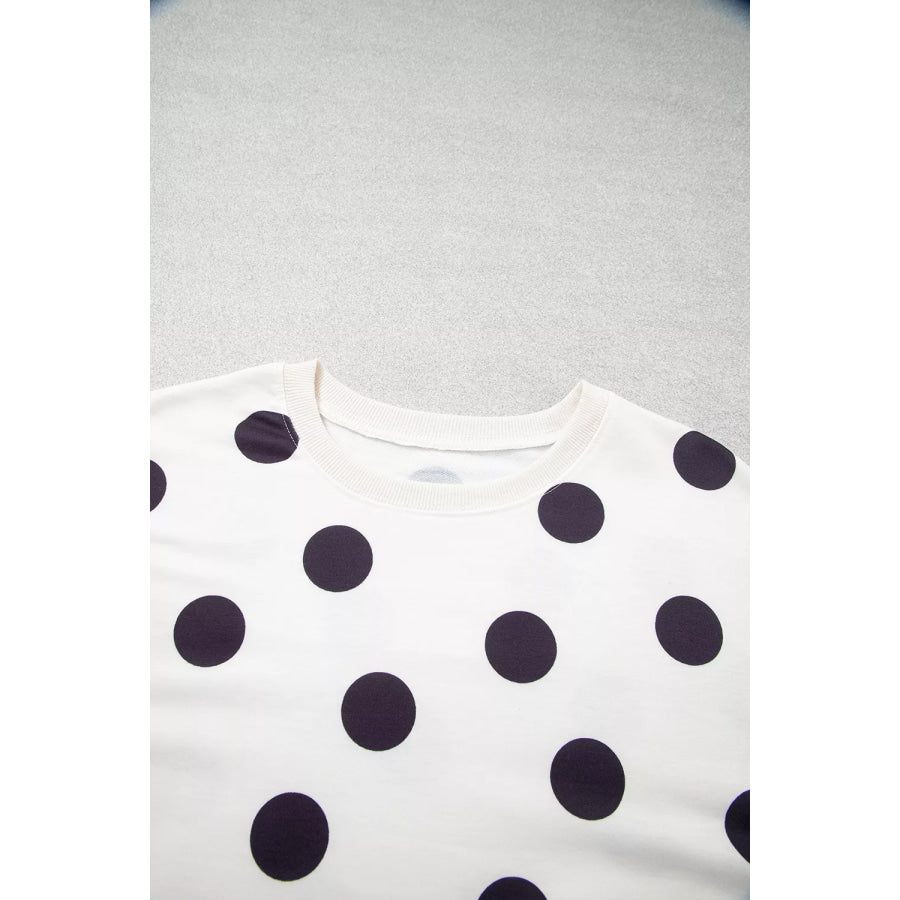 Casual Polka Dot Round Neck Sweatshirt Apparel and Accessories