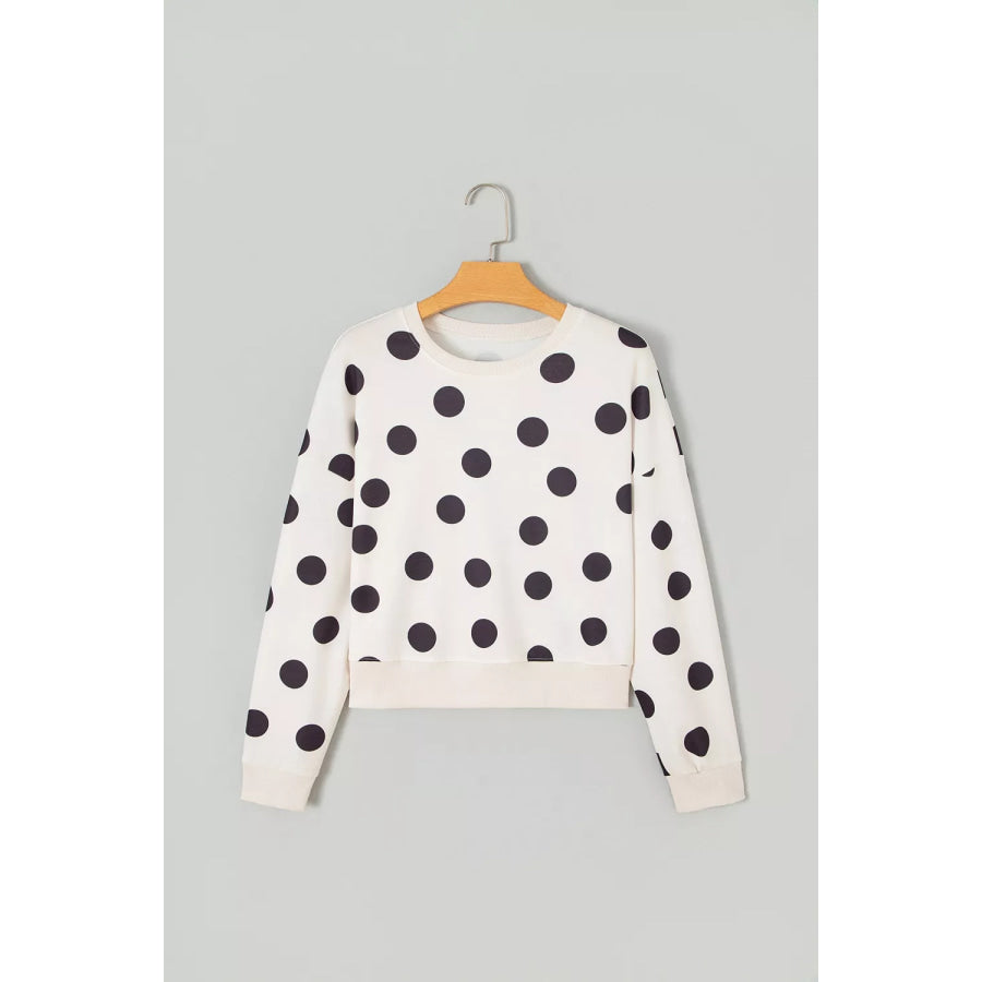Casual Polka Dot Round Neck Sweatshirt Apparel and Accessories