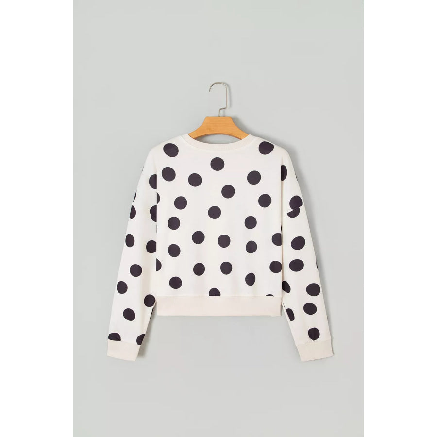 Casual Polka Dot Round Neck Sweatshirt Apparel and Accessories