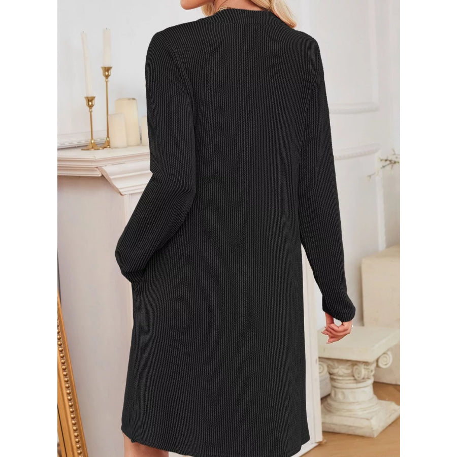 Casual Ribbed Knit Long Sleeve Dress Apparel and Accessories