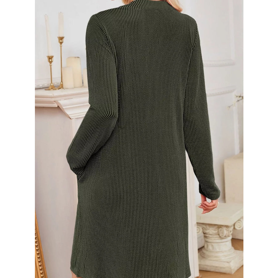 Casual Ribbed Knit Long Sleeve Dress Apparel and Accessories