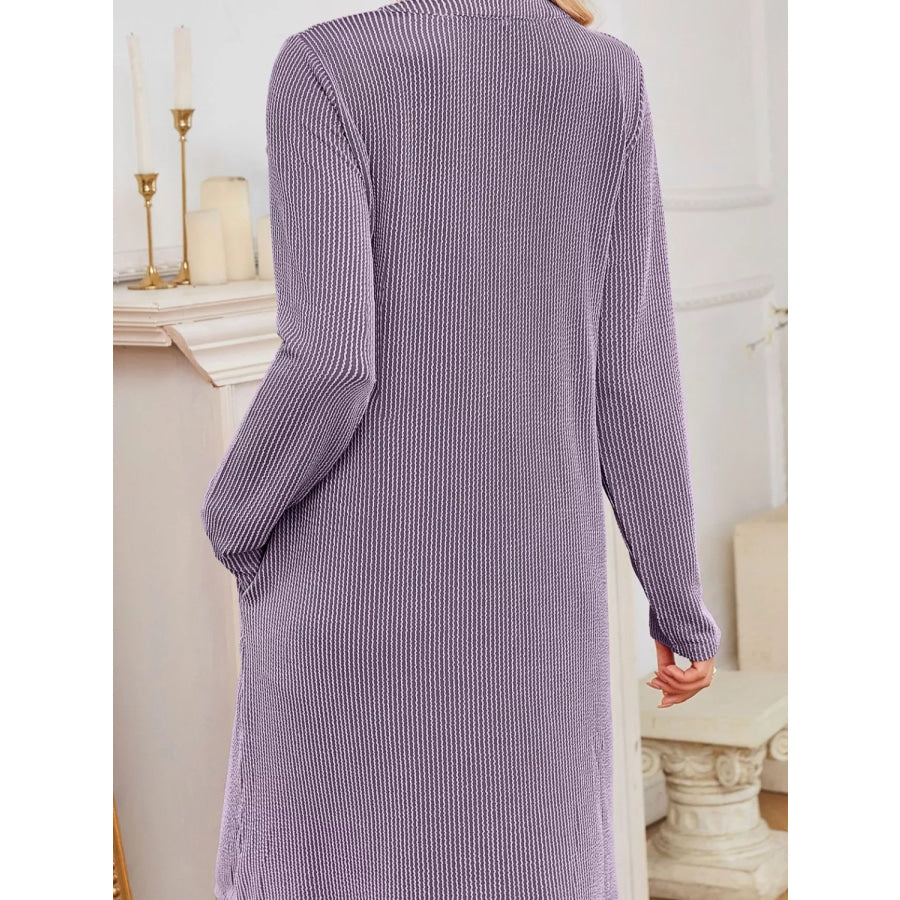 Casual Ribbed Knit Long Sleeve Dress Apparel and Accessories