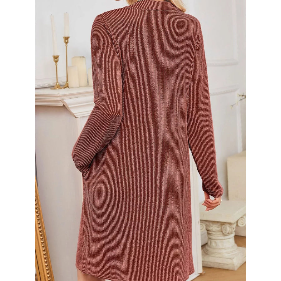 Casual Ribbed Knit Long Sleeve Dress Apparel and Accessories