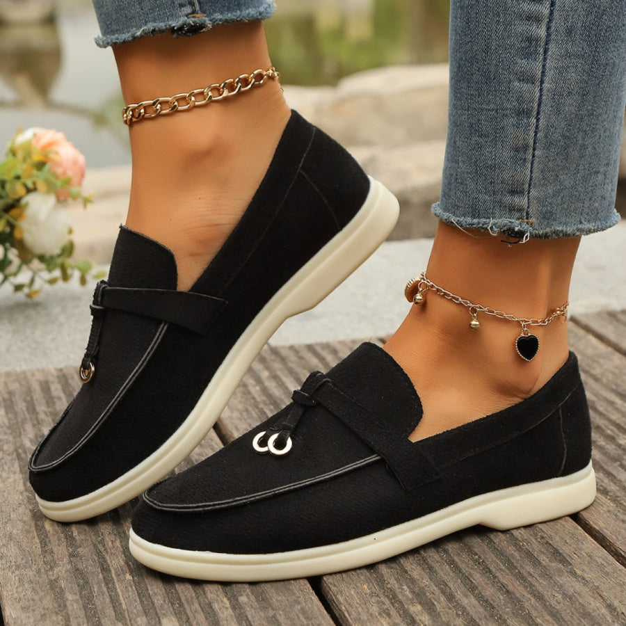 Casual Round Toe Slip-Ons Black / 36 Apparel and Accessories