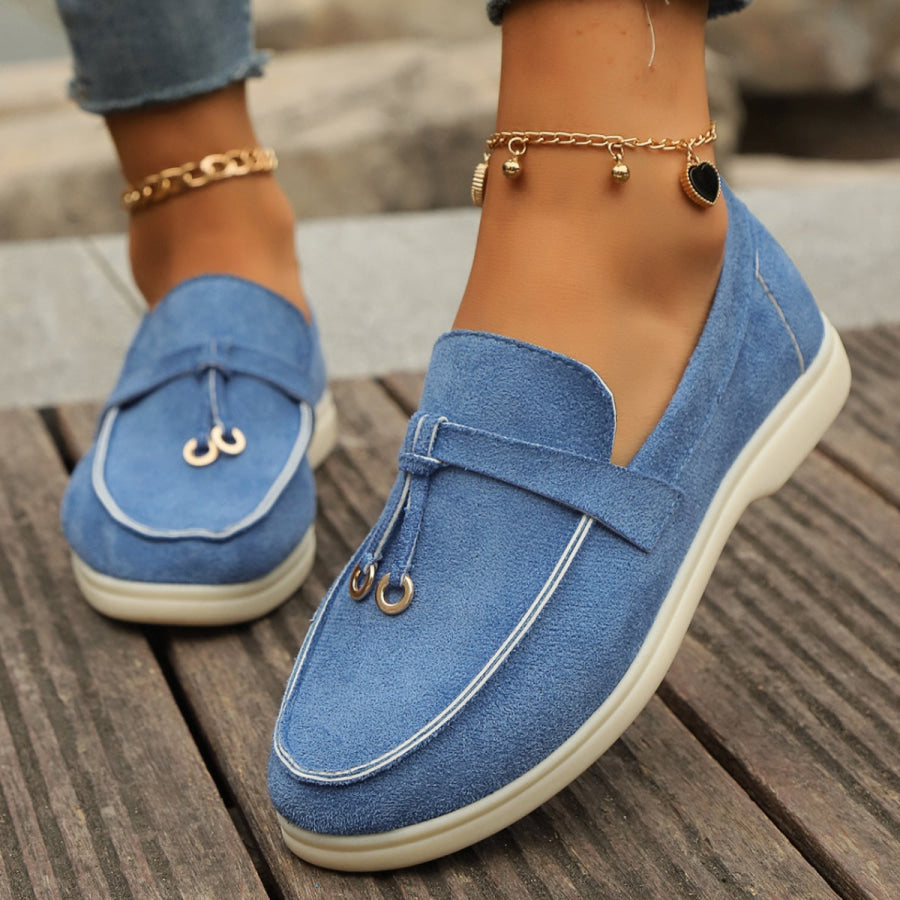 Casual Round Toe Slip-Ons Blue / 36 Apparel and Accessories