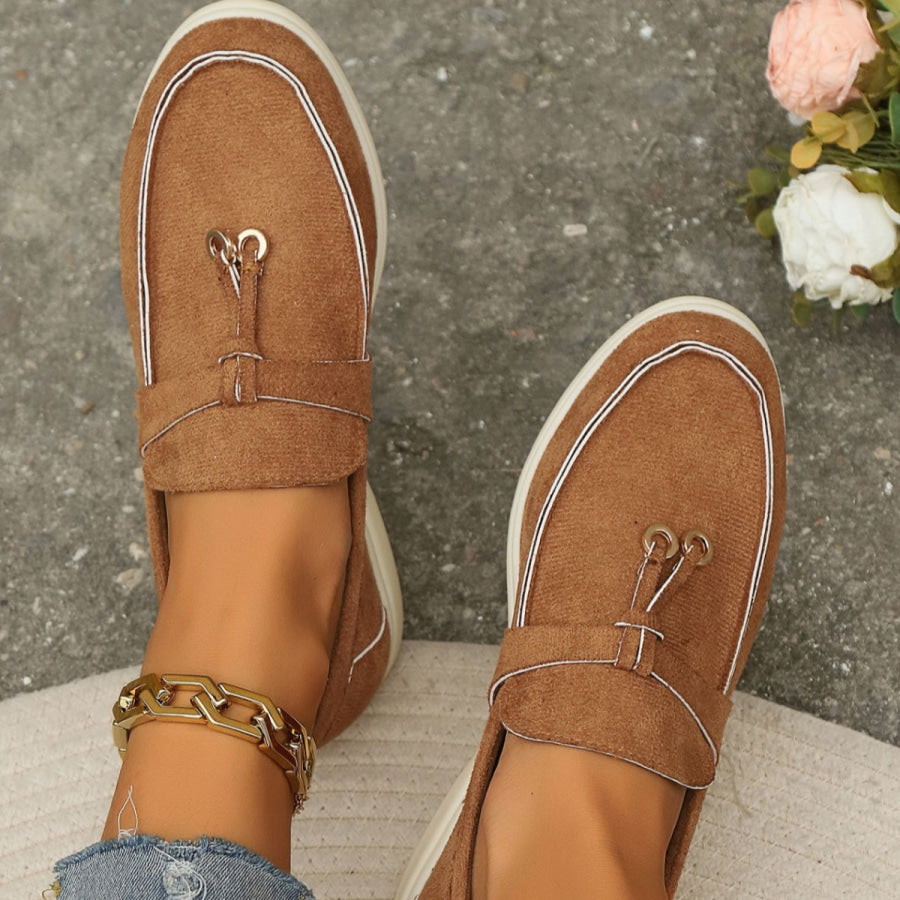 Casual Round Toe Slip-Ons Brown / 36 Apparel and Accessories