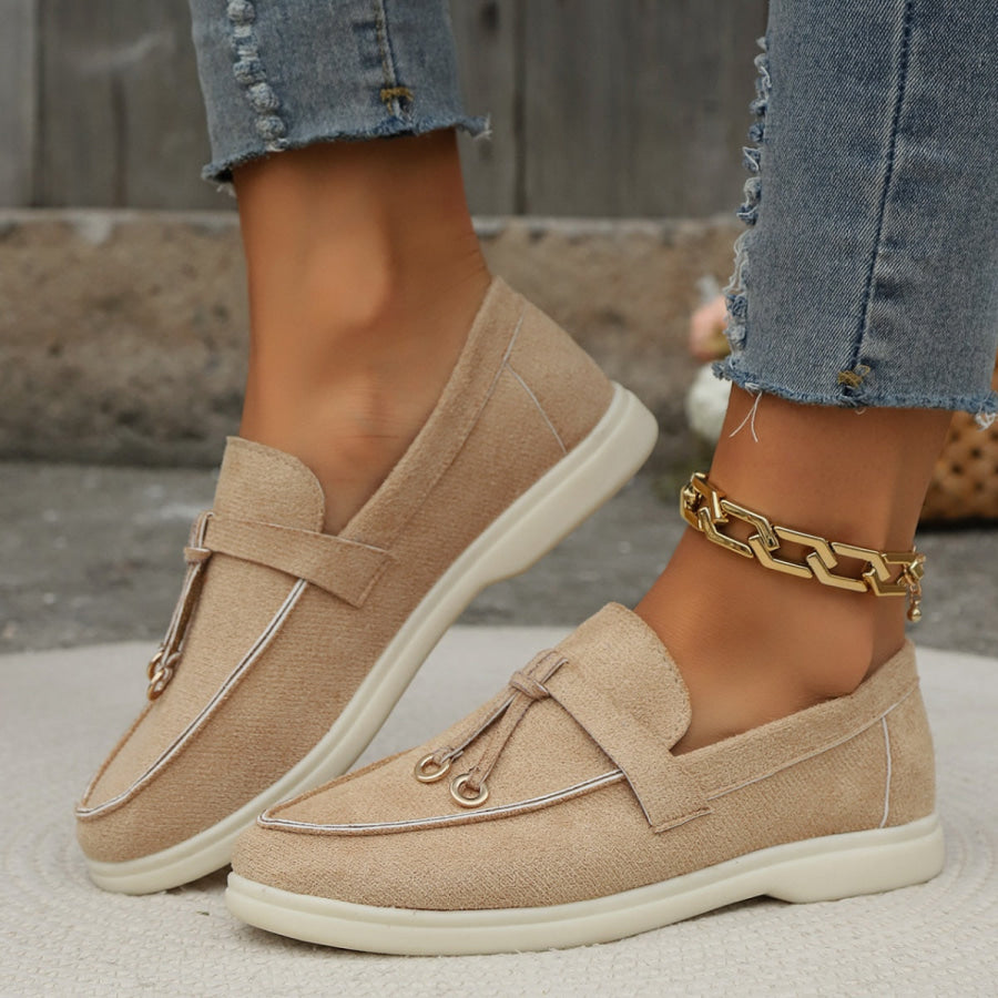 Casual Round Toe Slip-Ons Khaki / 36 Apparel and Accessories