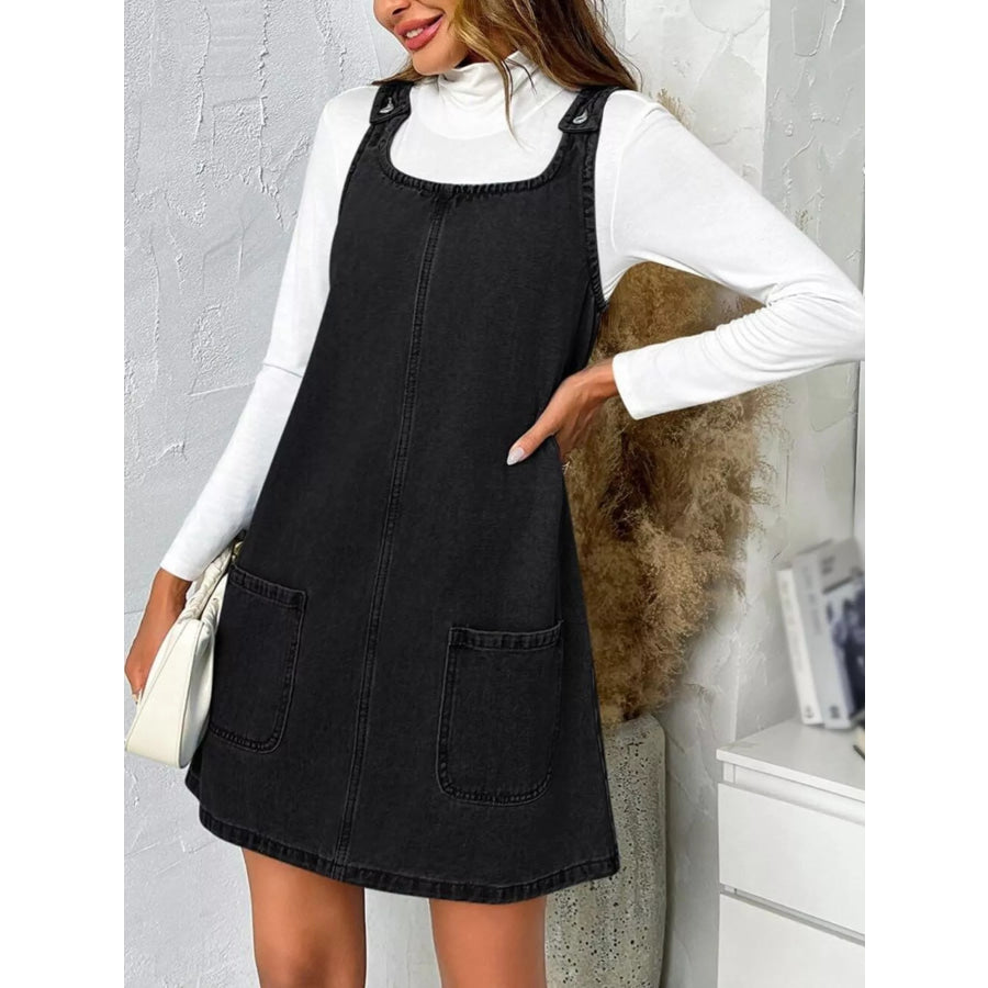 Casual Scoop Neck Sleeveless Denim Dress Apparel and Accessories