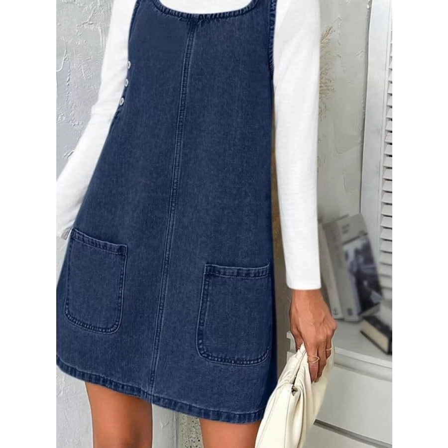 Casual Scoop Neck Sleeveless Denim Dress Apparel and Accessories