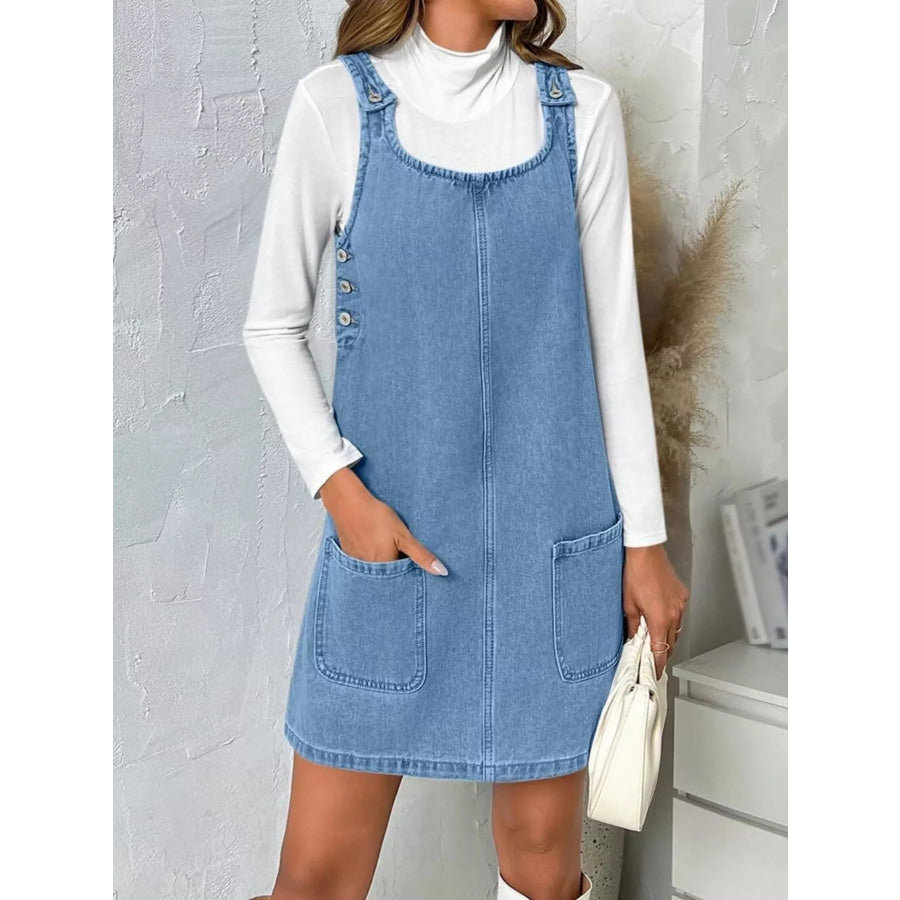 Casual Scoop Neck Sleeveless Denim Dress Apparel and Accessories