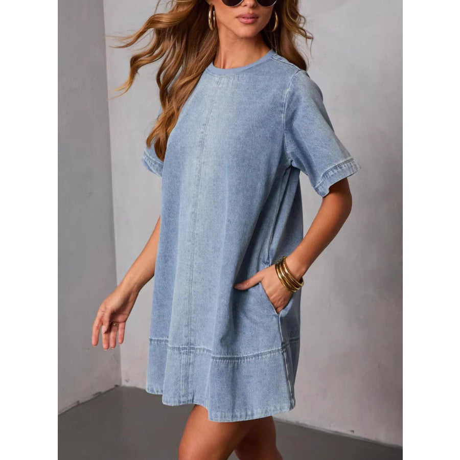 Casual Short Sleeve Denim Dress Apparel and Accessories