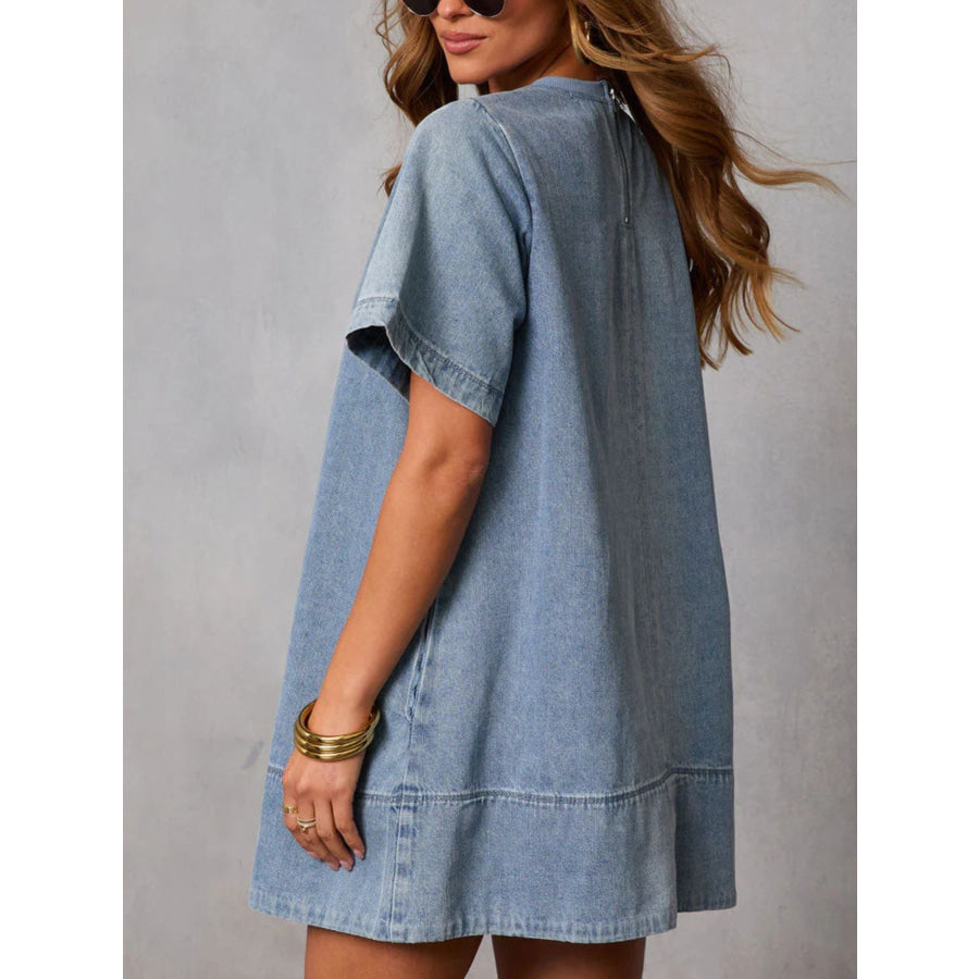 Casual Short Sleeve Denim Dress Apparel and Accessories