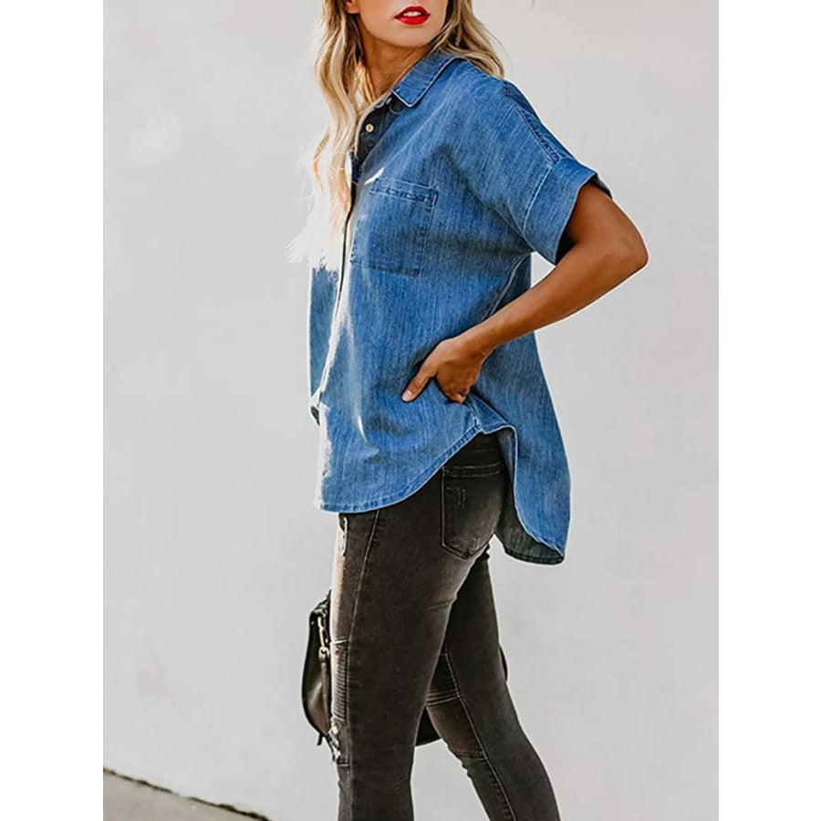 Casual Short Sleeve Denim Shirt Apparel and Accessories