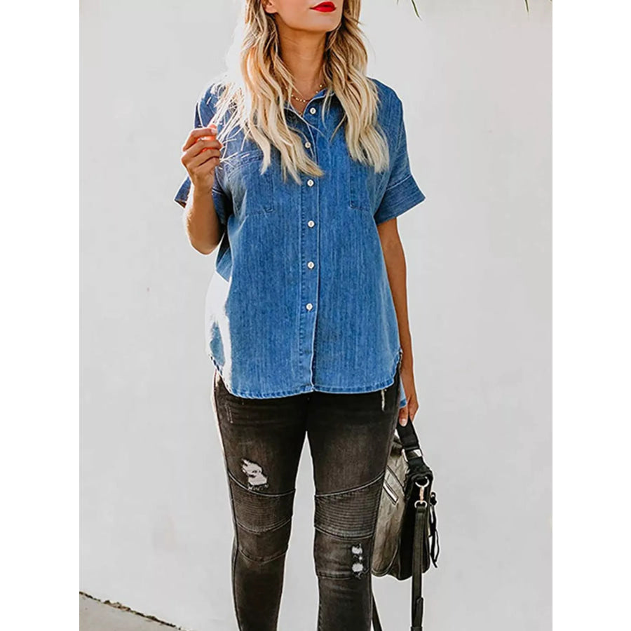 Casual Short Sleeve Denim Shirt Apparel and Accessories