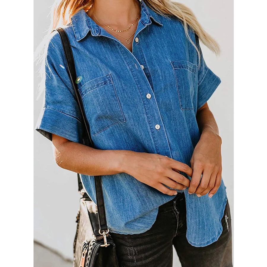 Casual Short Sleeve Denim Shirt Apparel and Accessories