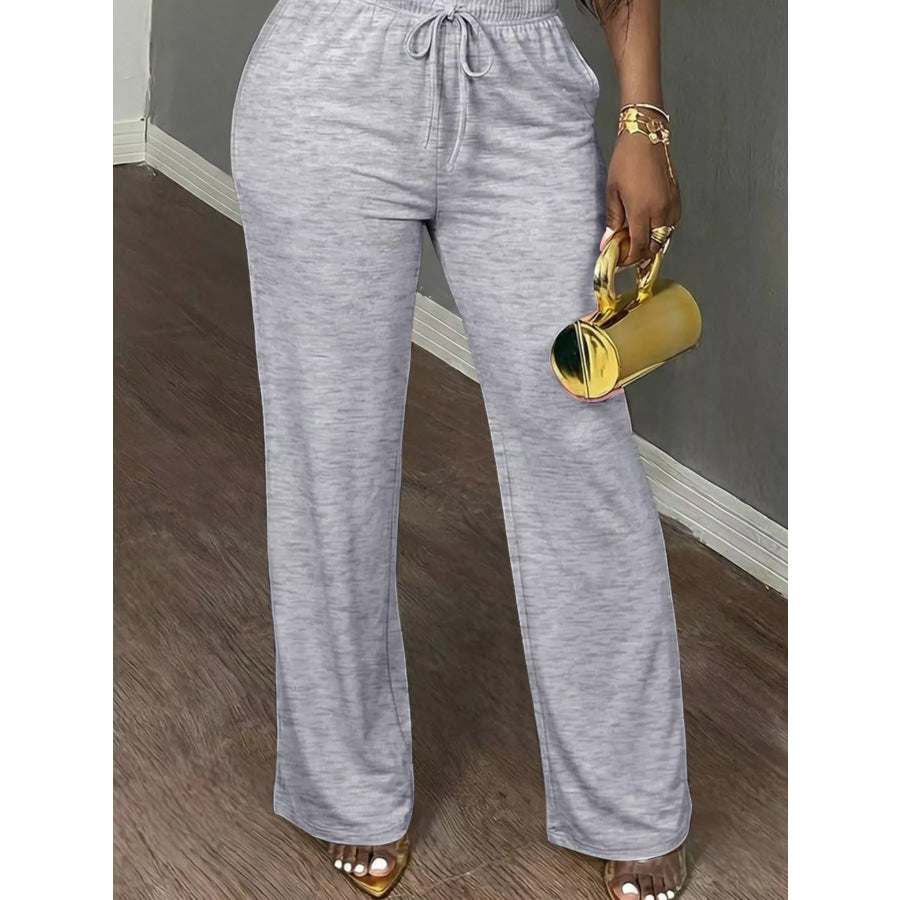 Casual Short Sleeve Top and Wide Leg Pants Set Apparel Accessories