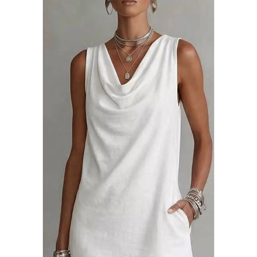 Casual Sleeveless Cowl Neck Mini Dress Apparel and Accessories