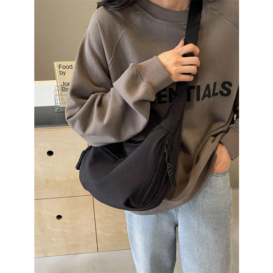 Casual Solid Color Lightweight Crossbody Bag Black / One Size Apparel and Accessories