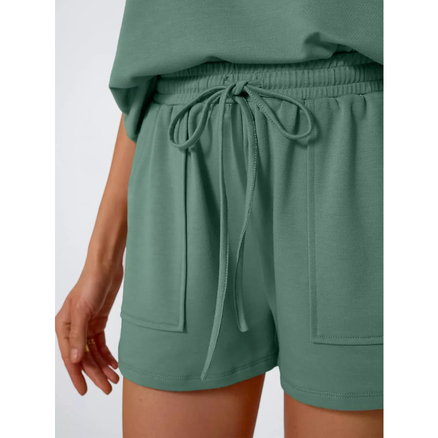 Casual Solid Color T-Shirt and Shorts Set Apparel and Accessories