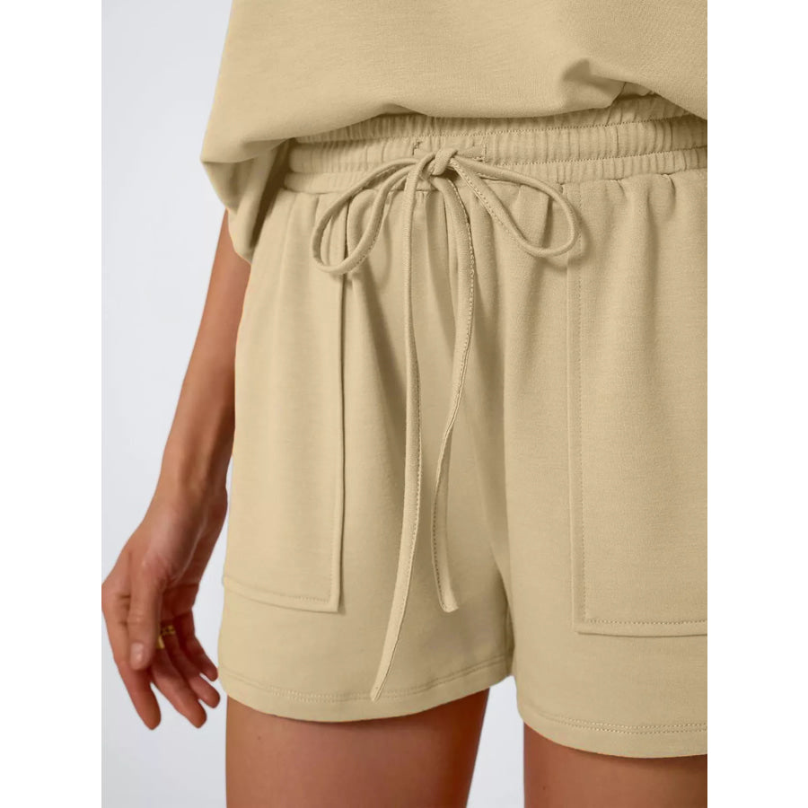 Casual Solid Color T-Shirt and Shorts Set Apparel and Accessories