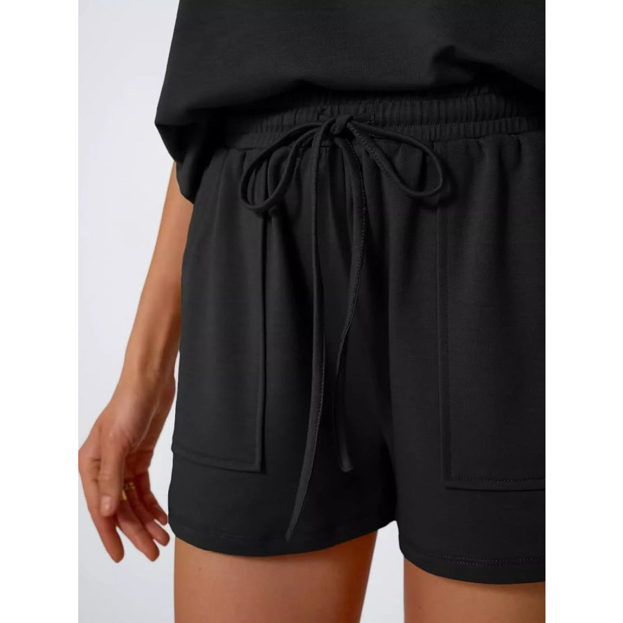 Casual Solid Color T-Shirt and Shorts Set Apparel and Accessories