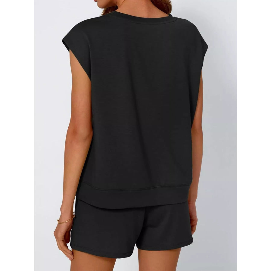 Casual Solid Color T-Shirt and Shorts Set Apparel and Accessories