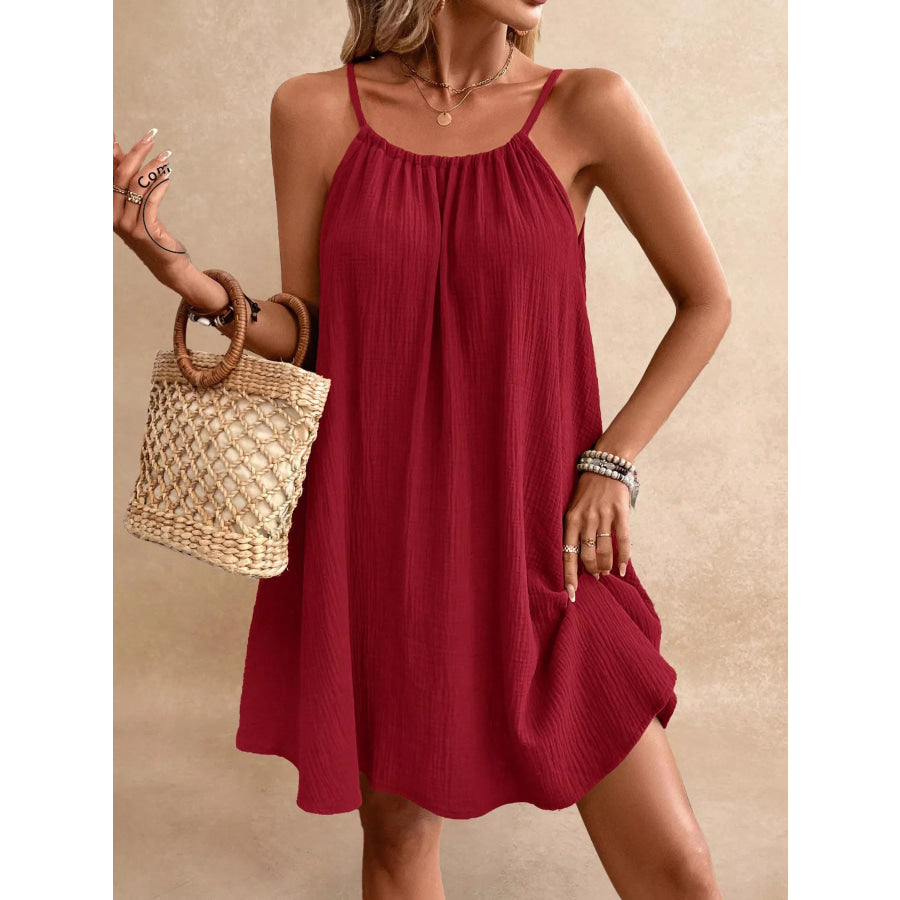 Casual Spaghetti Strap Gauze Dress Apparel and Accessories