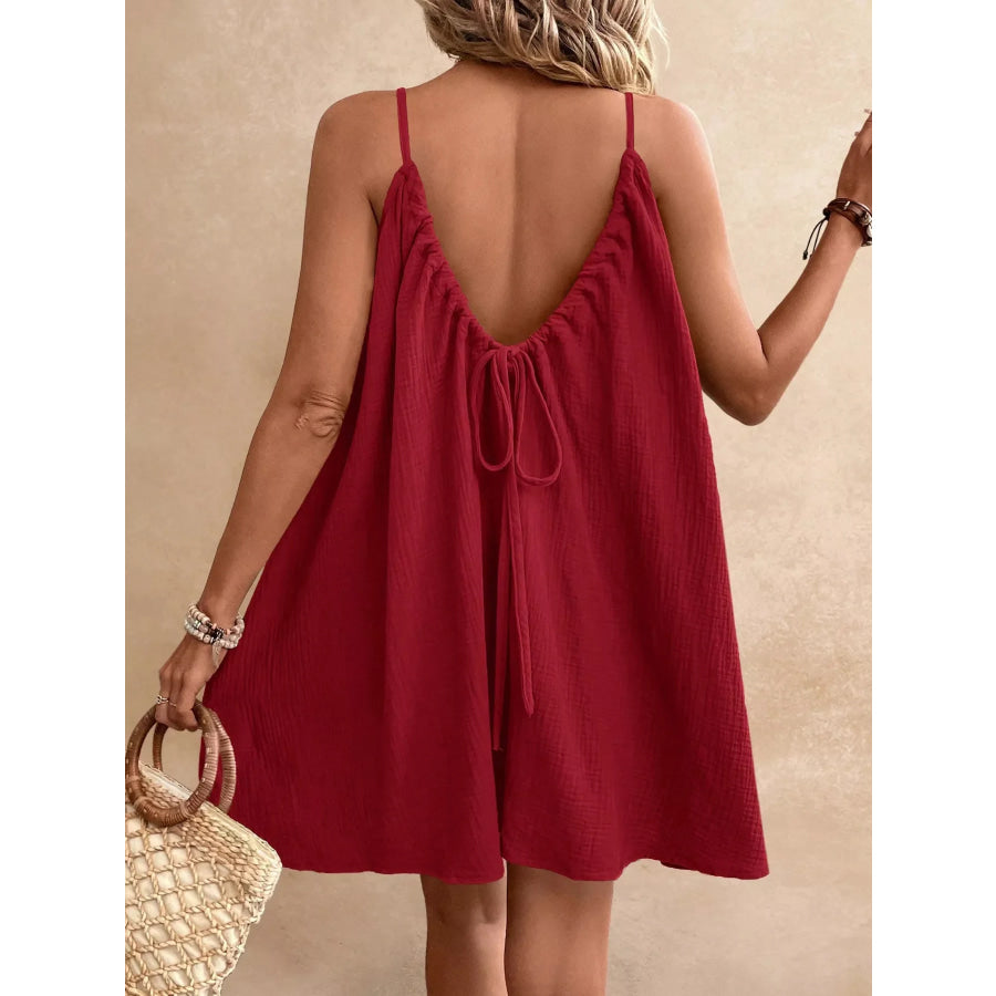 Casual Spaghetti Strap Gauze Dress Apparel and Accessories