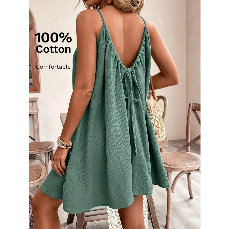 Casual Spaghetti Strap Gauze Dress Apparel and Accessories