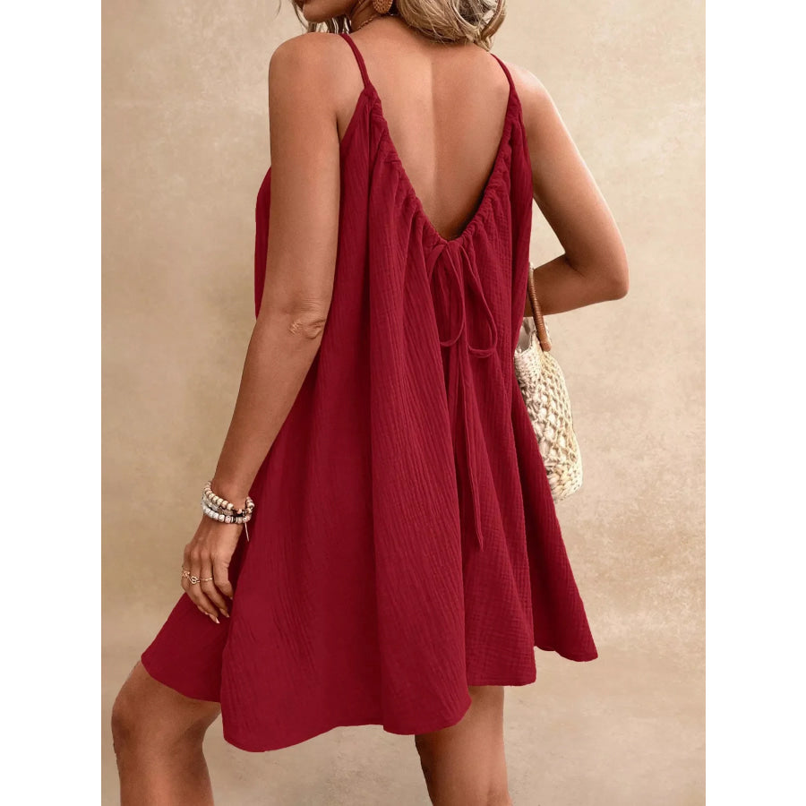 Casual Spaghetti Strap Gauze Dress Apparel and Accessories