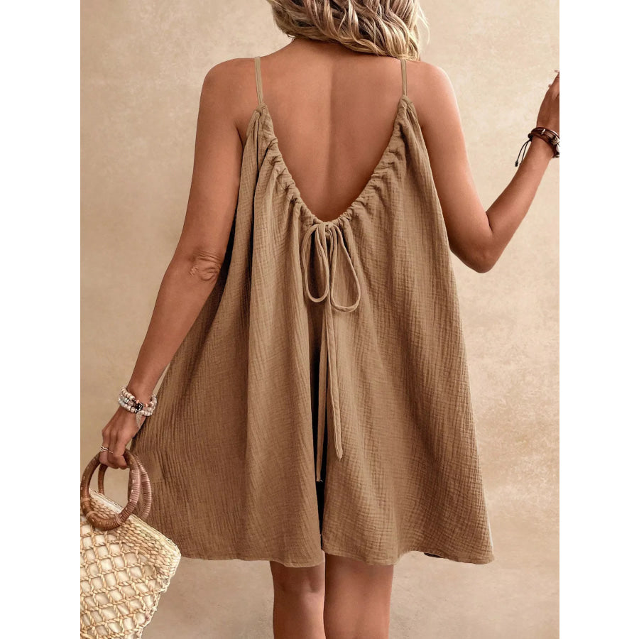 Casual Spaghetti Strap Gauze Dress Apparel and Accessories