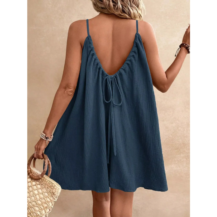 Casual Spaghetti Strap Gauze Dress Apparel and Accessories