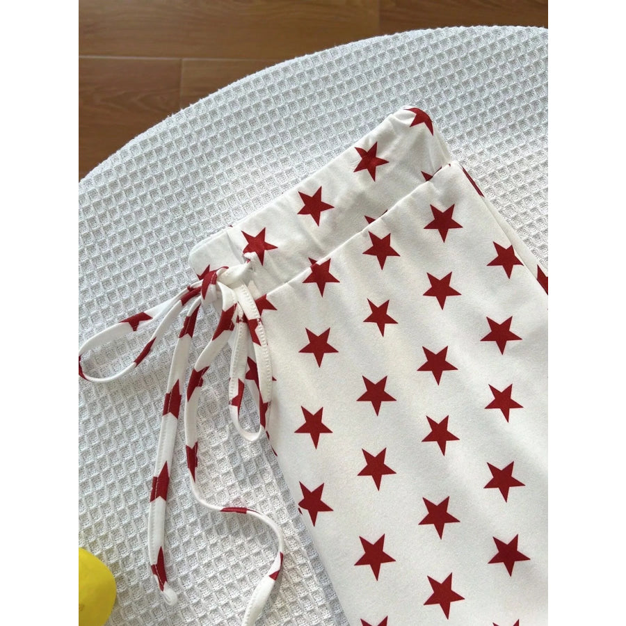 Casual Star-Print Drawstring Pants White / S Apparel and Accessories