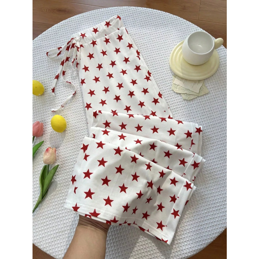 Casual Star-Print Drawstring Pants Apparel and Accessories
