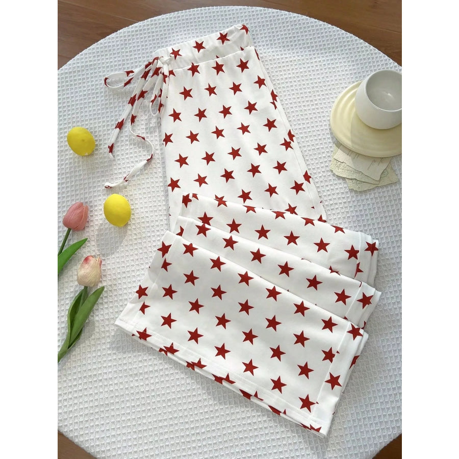 Casual Star-Print Drawstring Pants White / S Apparel and Accessories