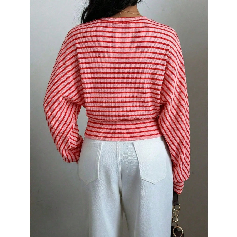 Casual Striped Batwing Sleeve T-Shirt Apparel and Accessories